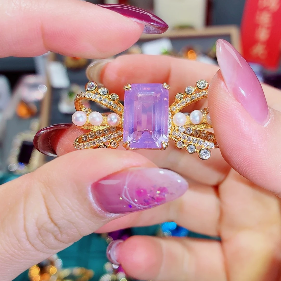 水晶戒指银S925镶嵌戒指