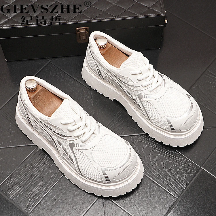 纪诗哲厚底工装鞋男潮流百搭透气大头鞋秋季新英伦厚底透气男皮鞋