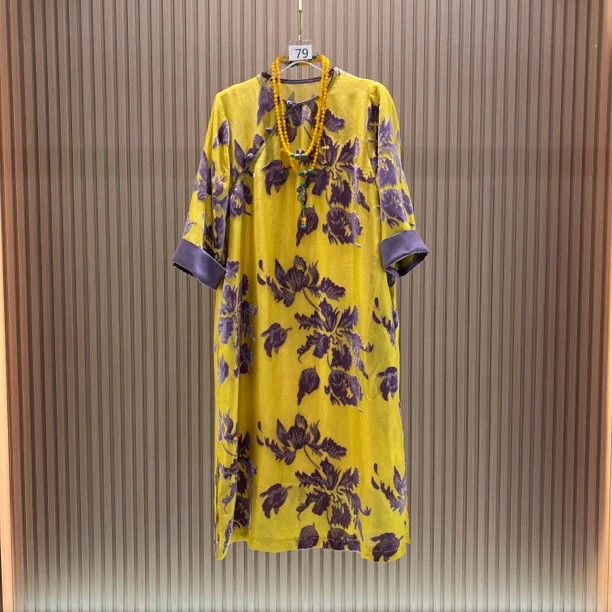 富丽堂皇 气场休闲复古气质国风大码宽松连衣裙