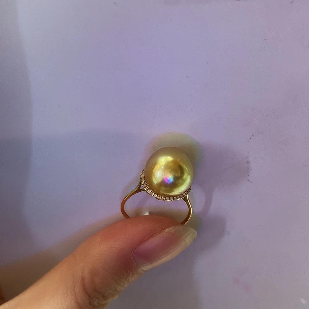 海水珍珠戒指18K金镶嵌