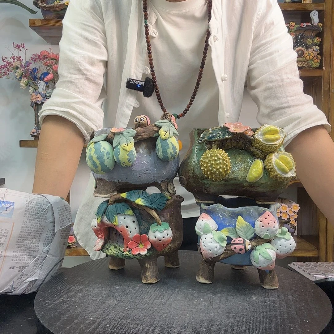 心***然本默花器麦饭石花盆