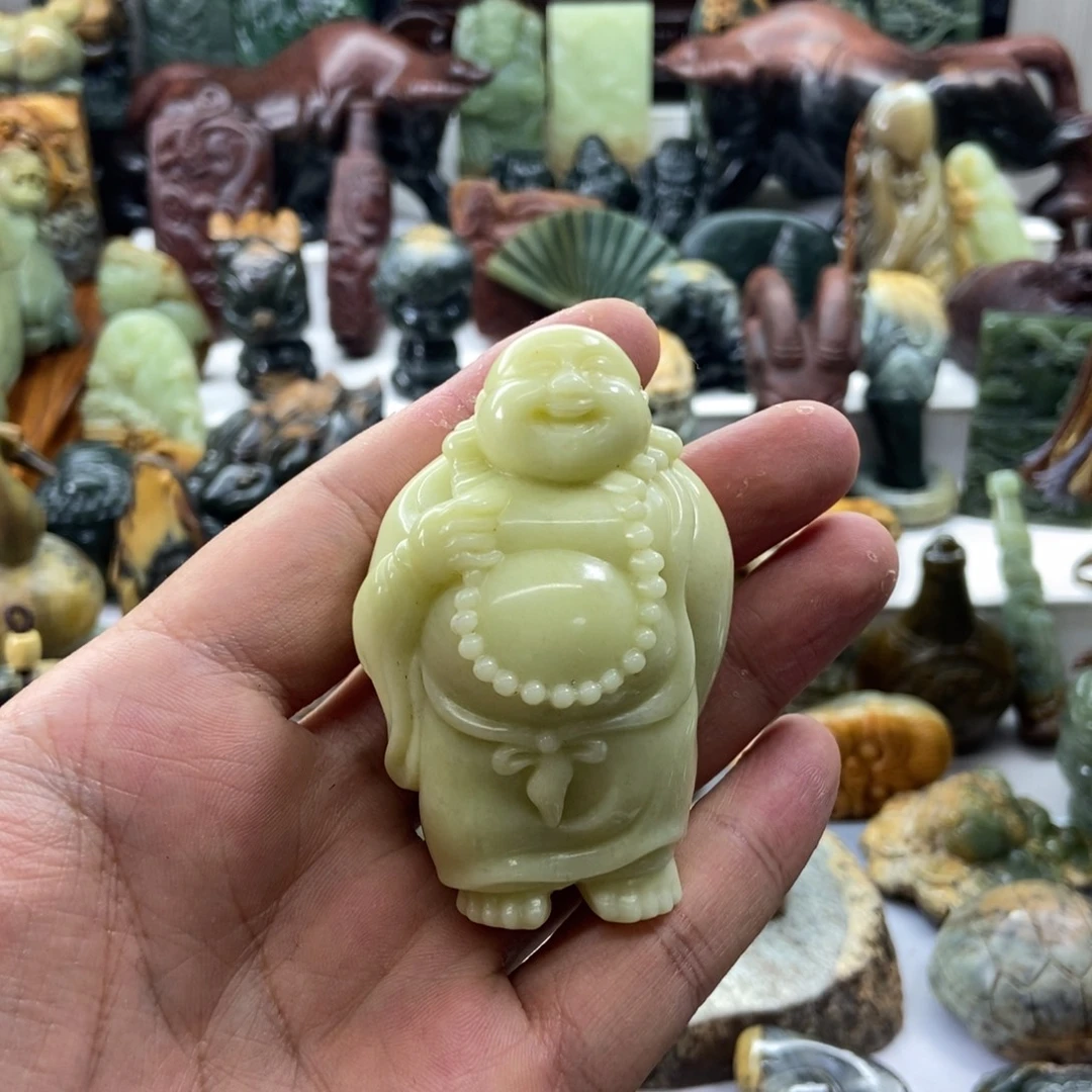 蛇纹石玉合金把件，小摆
