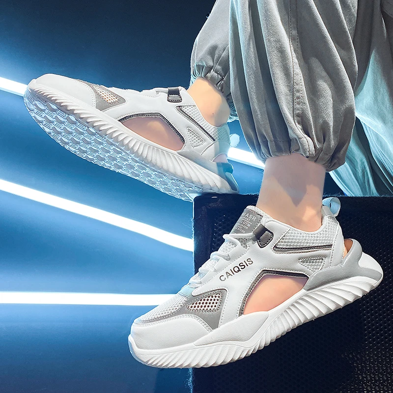 【设计师款】夏季透气沙滩镂空洞洞鞋潮流软底网面鞋2025爆款凉鞋男