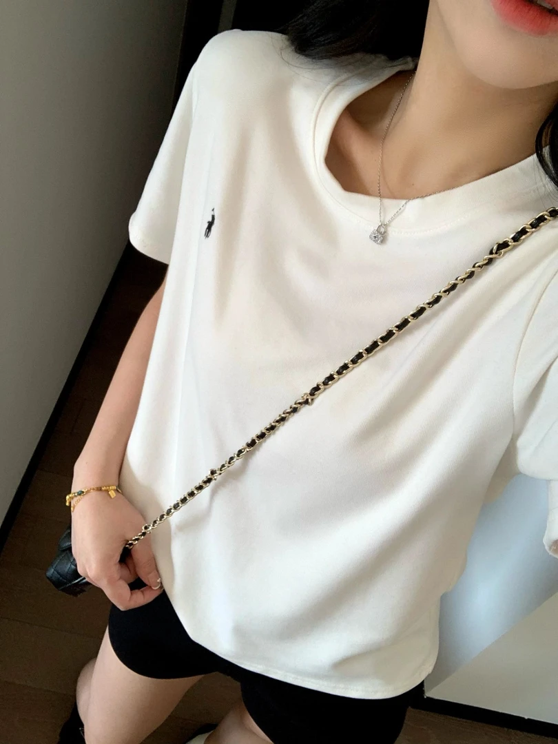 （运险现货）粉丝福利韩版小马刺绣云朵棉短袖T恤百搭圆领上衣D1