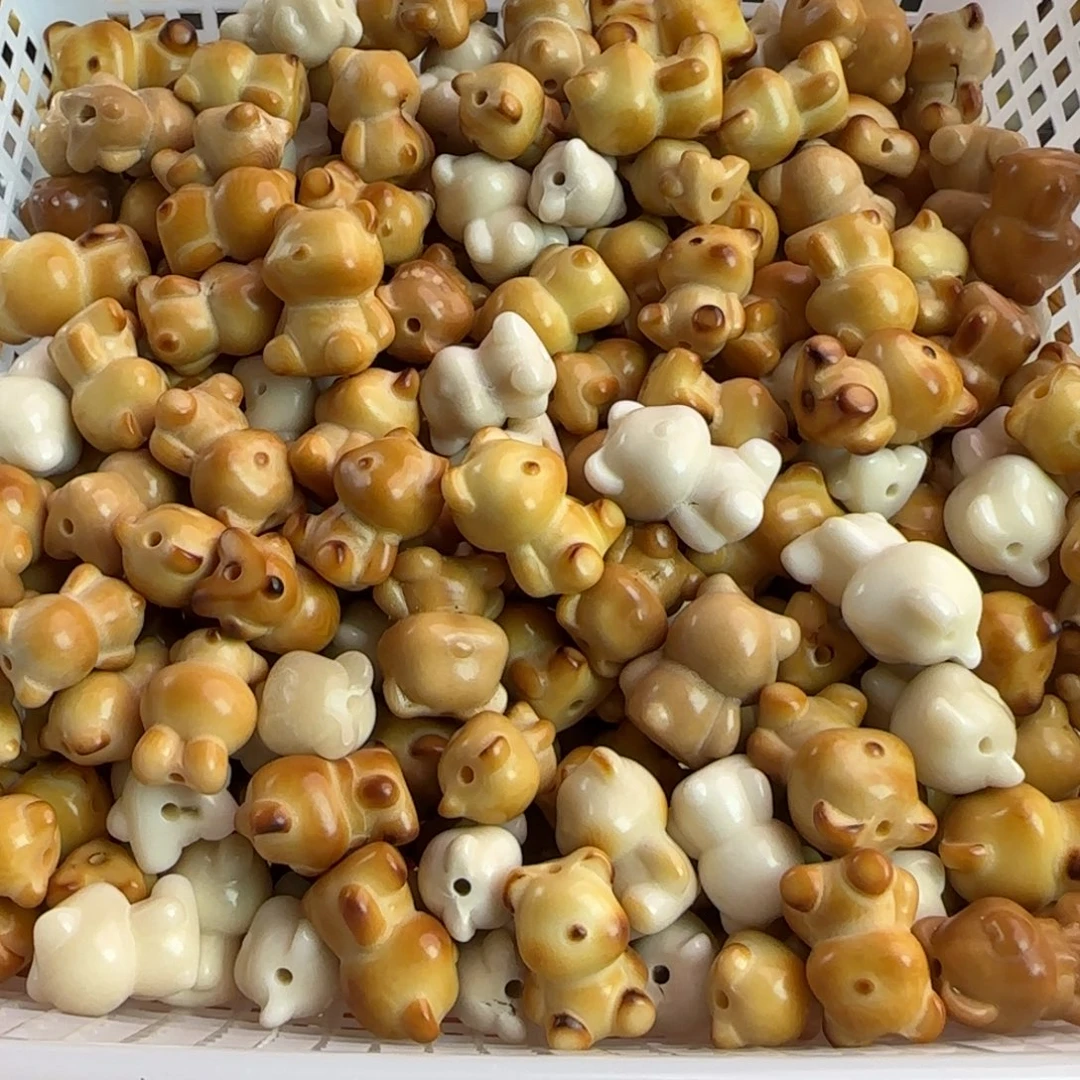 菩提根/象牙果手串微瑕牙果炭烤小熊10颗（个别脖子有裂）