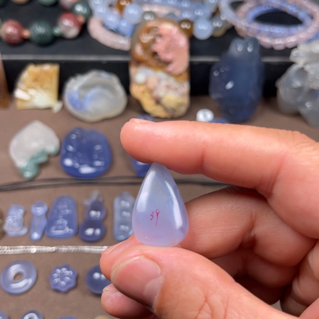 玛瑙/玉髓未镶嵌项链蓝玛瑙水滴