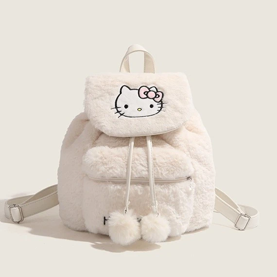 CHARHP&KEJNT正品毛绒翻盖双肩包2025新款大容量秋冬可爱背包