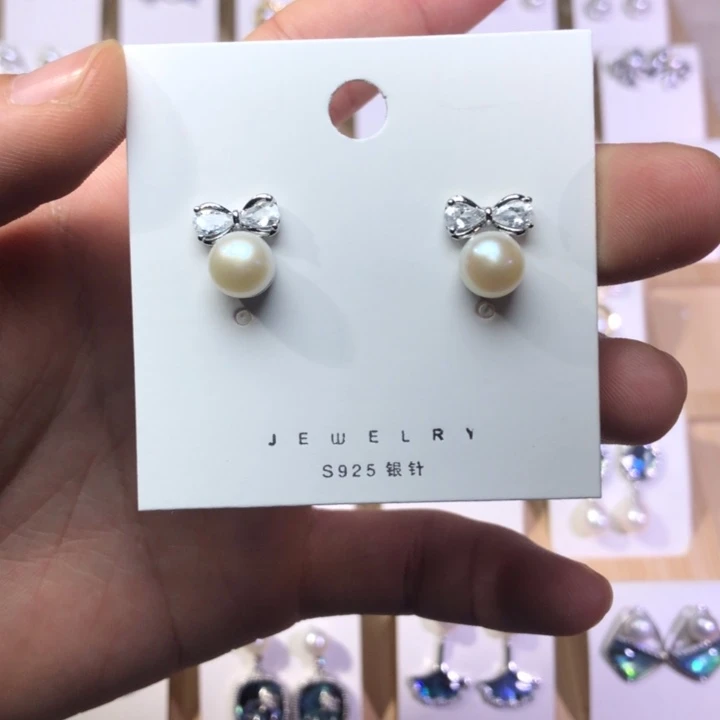 淡水珍珠耳饰银S925镶嵌