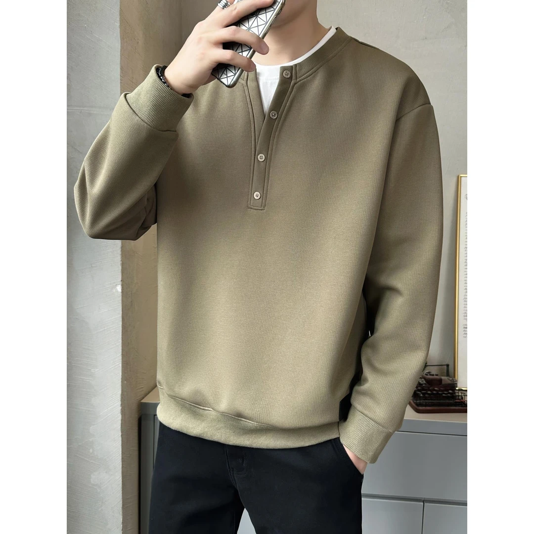 ICCLEK假两件卫衣男士2025春秋季新款潮牌打底衫男生个性长袖T恤