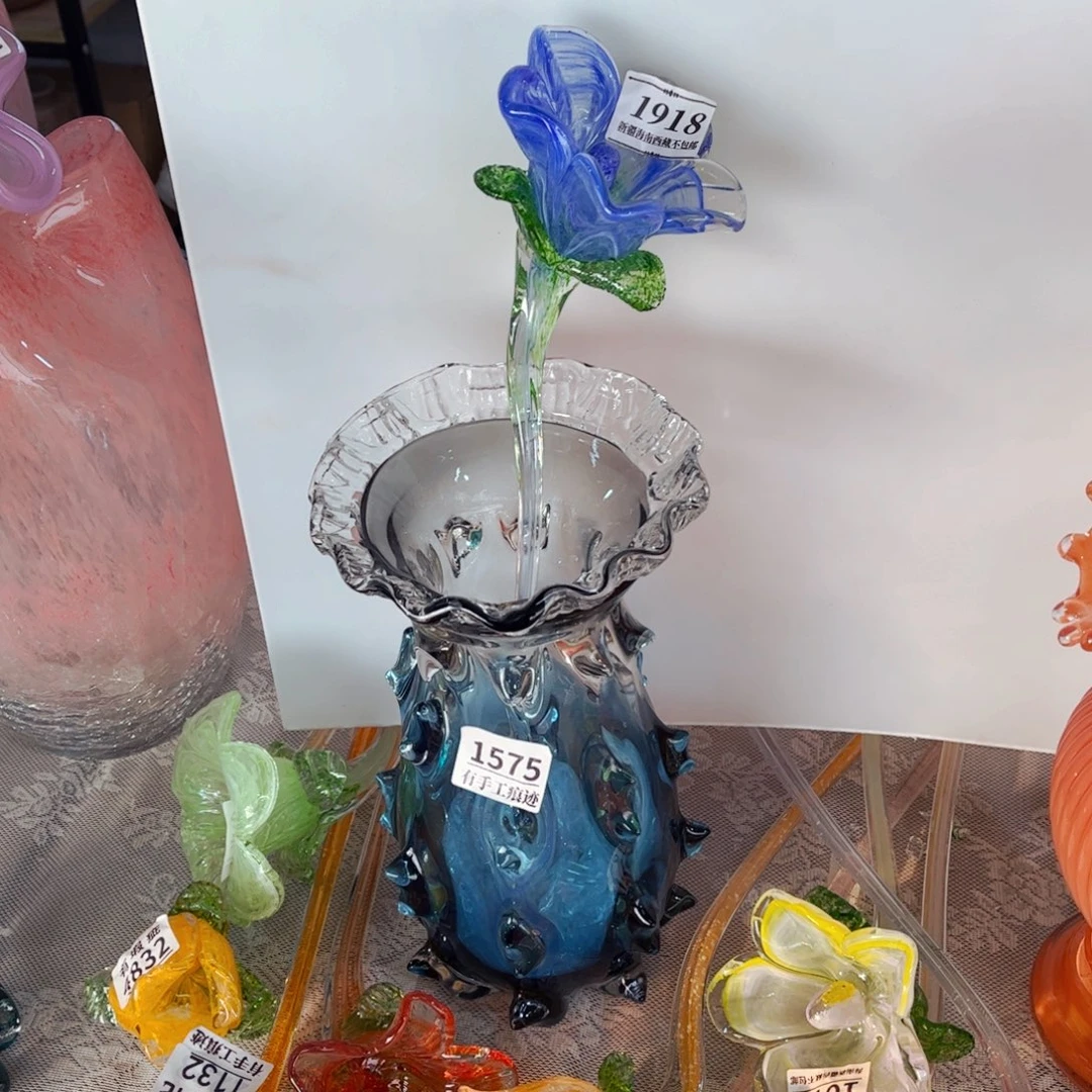 琉璃火**女1918花 花瓶1575有痕迹 花瓶摆件