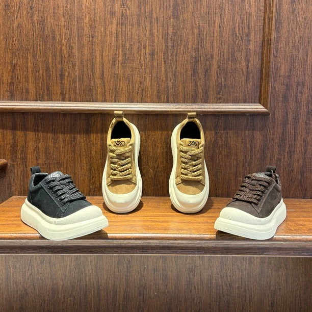 【文麒潮鞋】新款男鞋皮面低帮简约轻奢时尚圆头系带百搭男士休闲鞋