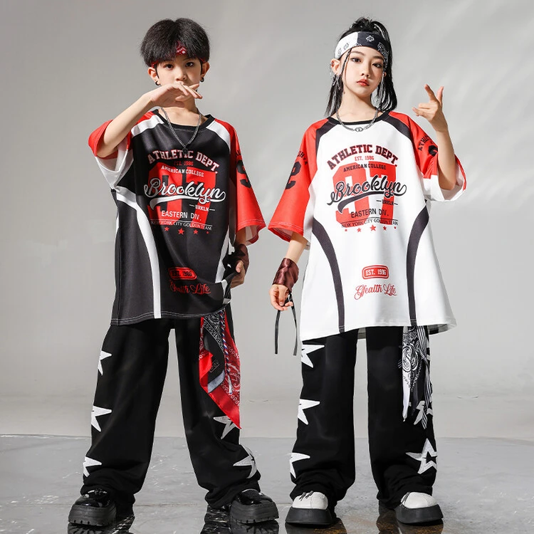 街舞儿童潮服银色嘻哈演出服男童套装hiphop女童酷帅元旦表演服秋