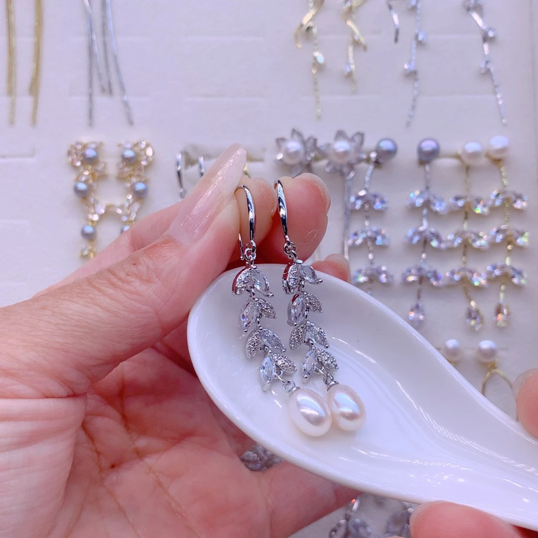 合金淡水珍珠耳饰