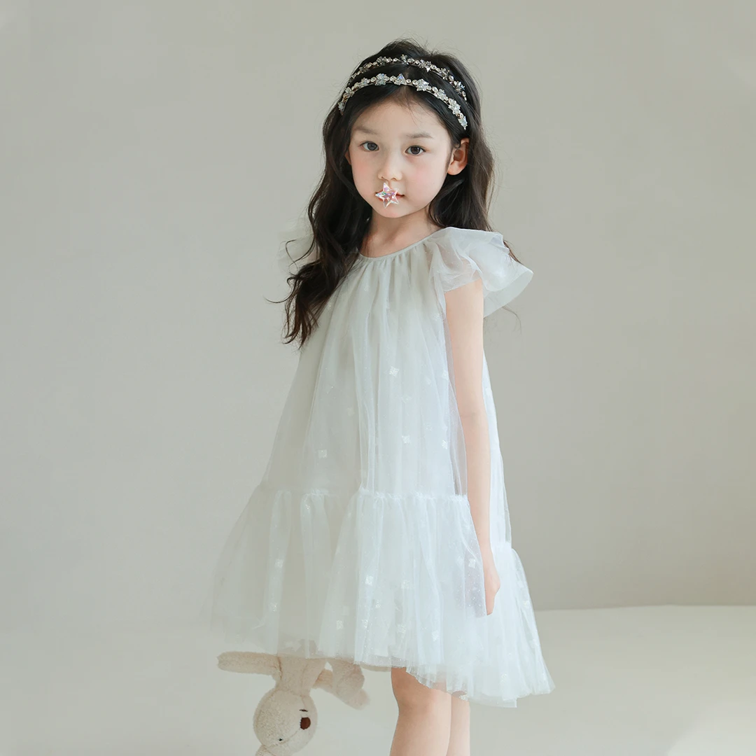 utouto大耳象女童方块飞袖纱裙2024夏季新款女孩公主2403657