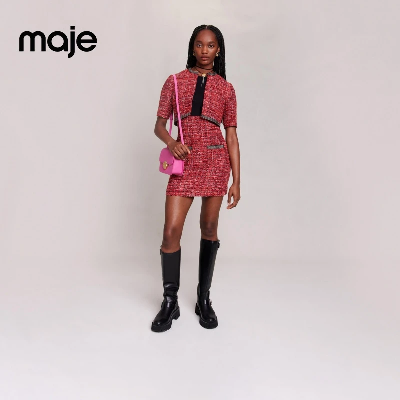 Maje老钱风穿搭气质花呢连衣裙两件套MFPRO03255