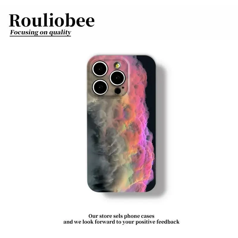 七彩祥云渐变适用苹果16promax手机壳华为Pvivo小米oppo