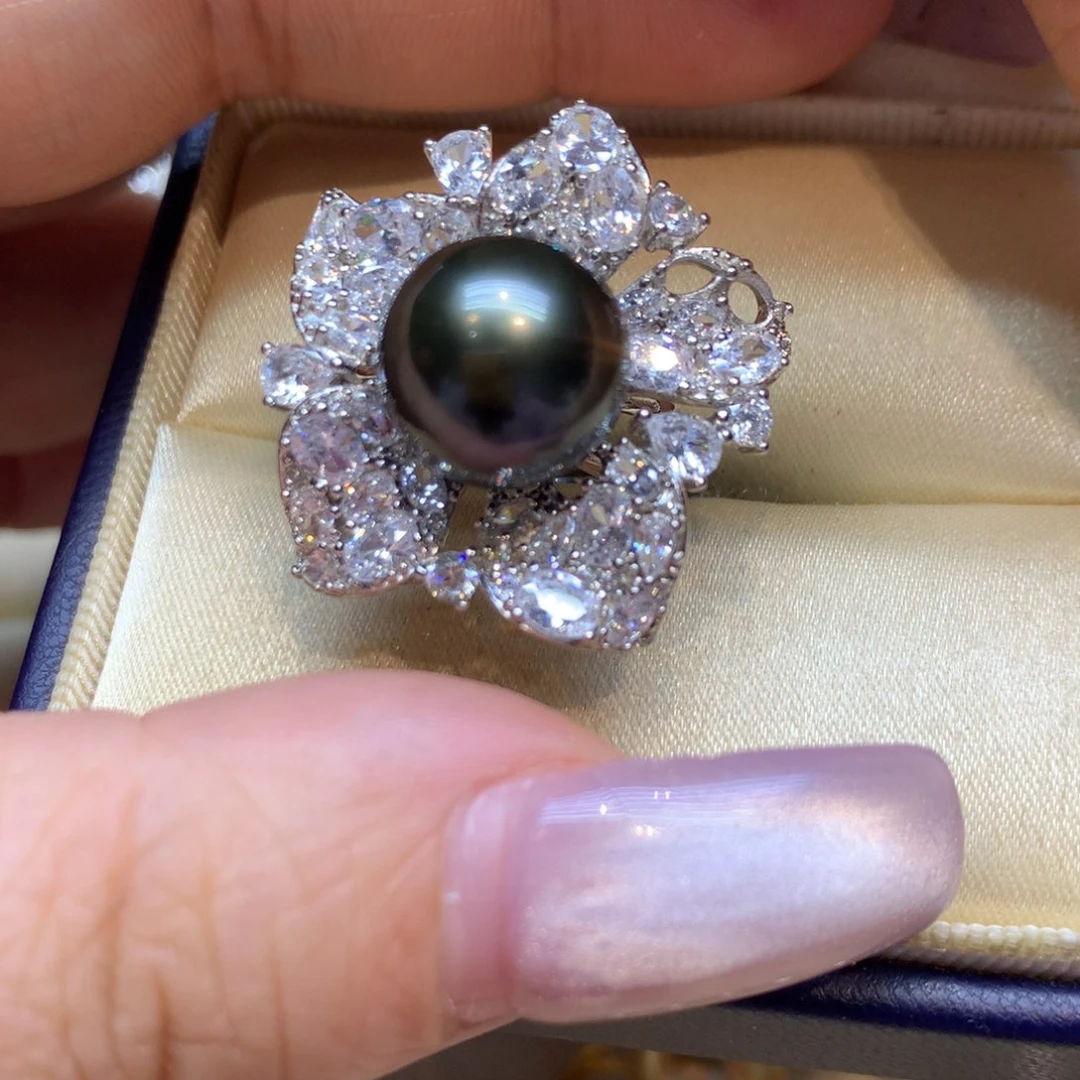 银S925镶嵌戒指海水珍珠