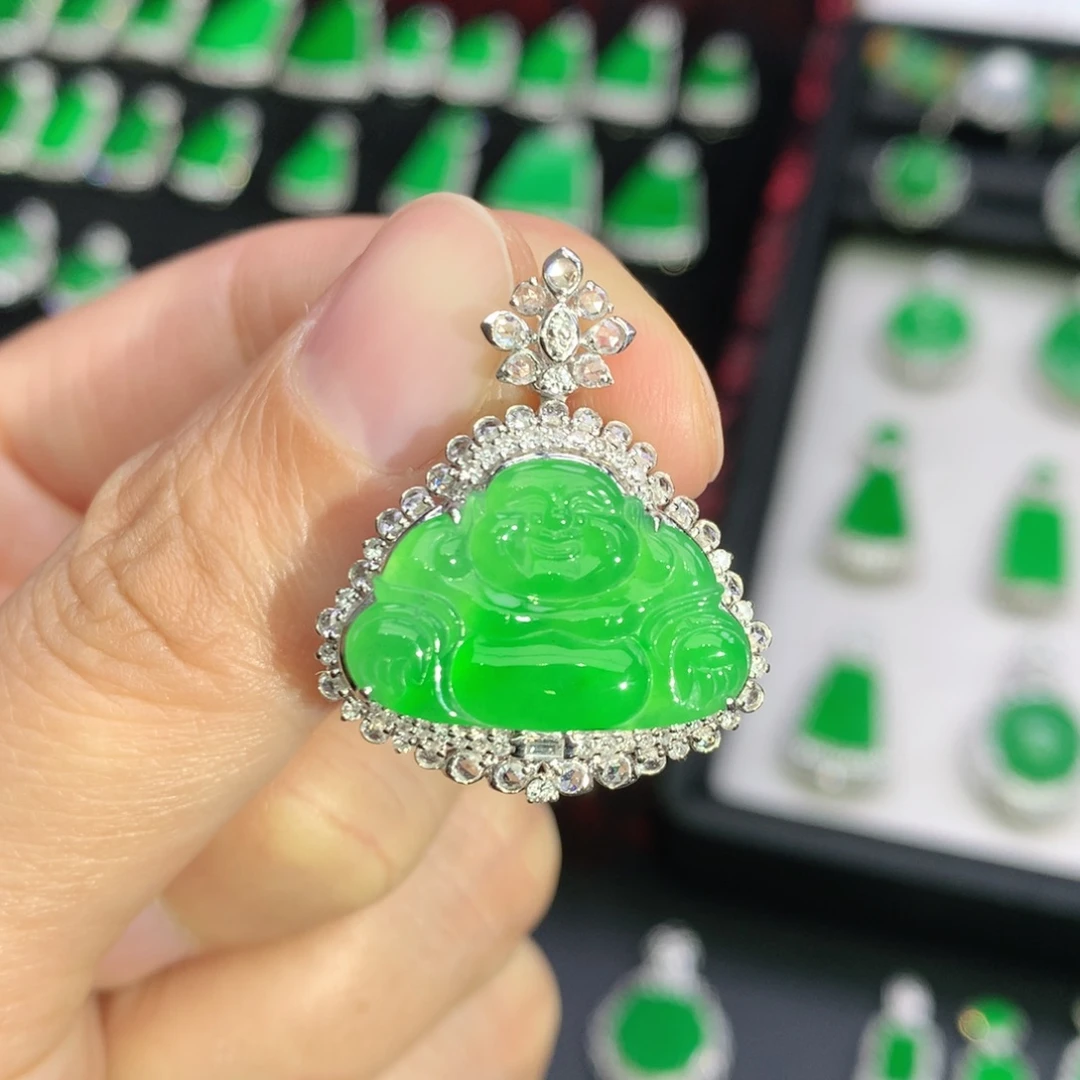 翡翠18K金镶嵌吊坠(不含链)