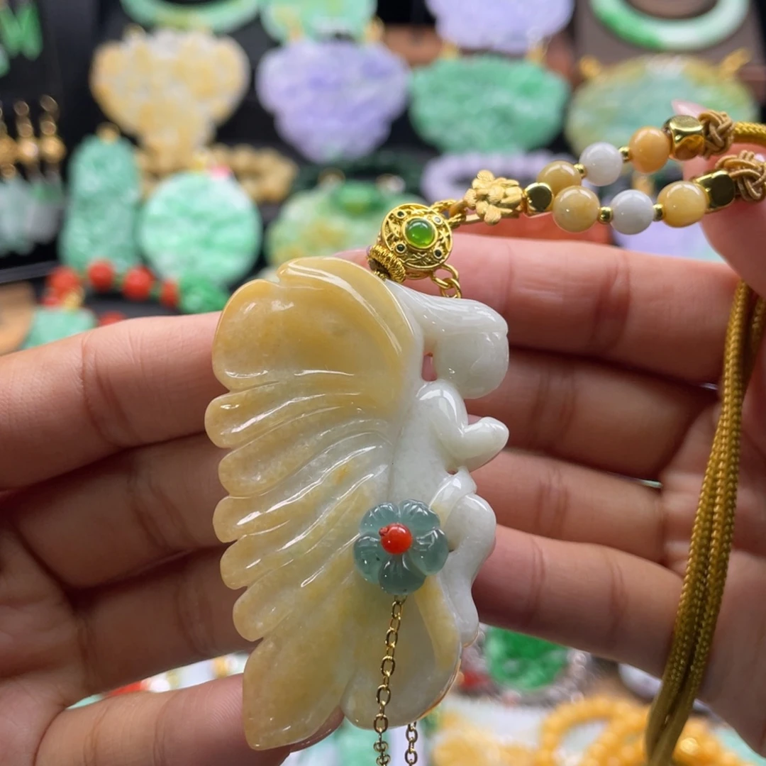 翡翠未镶嵌颈饰代编织