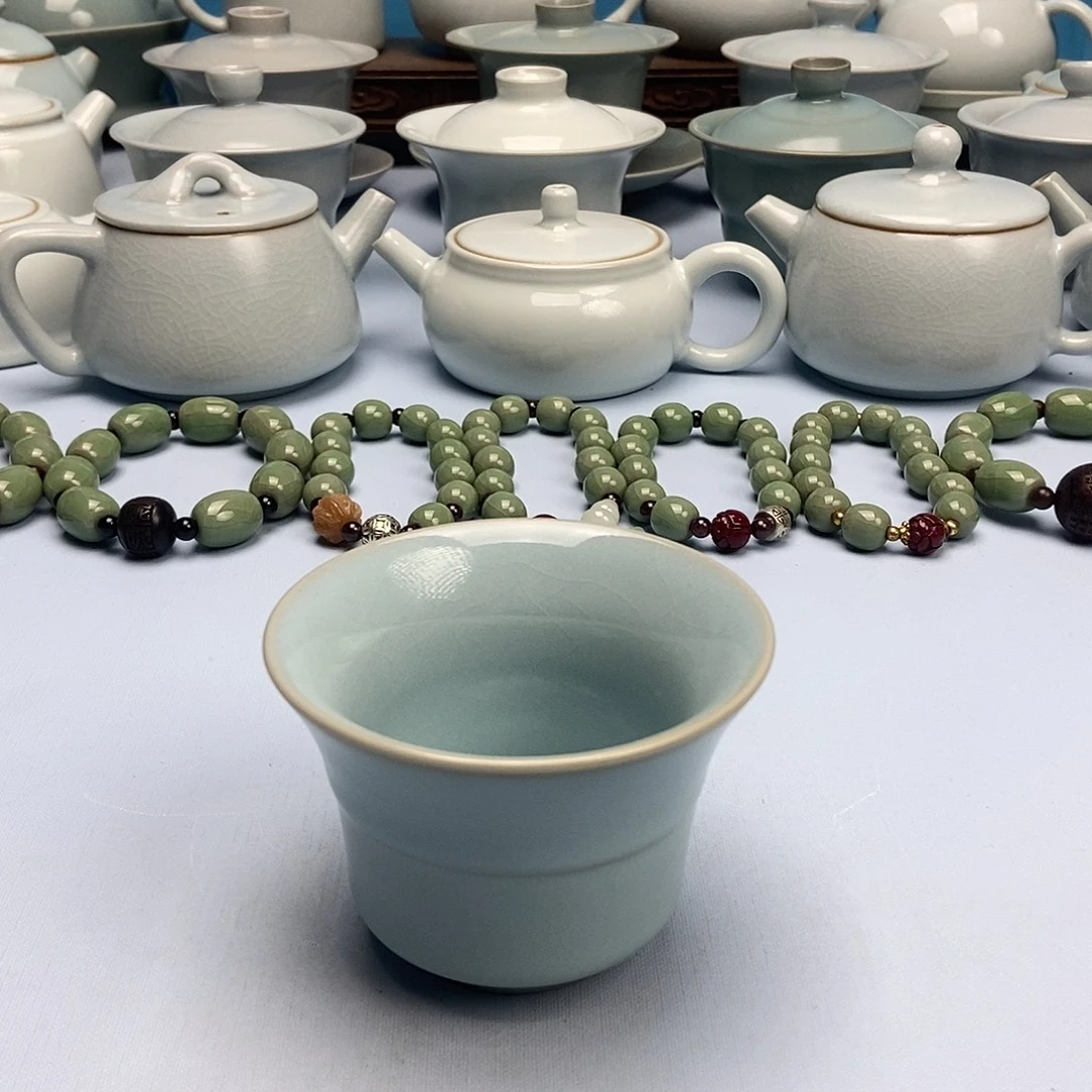 杯微微瑕天青缸杯原矿原釉原产地