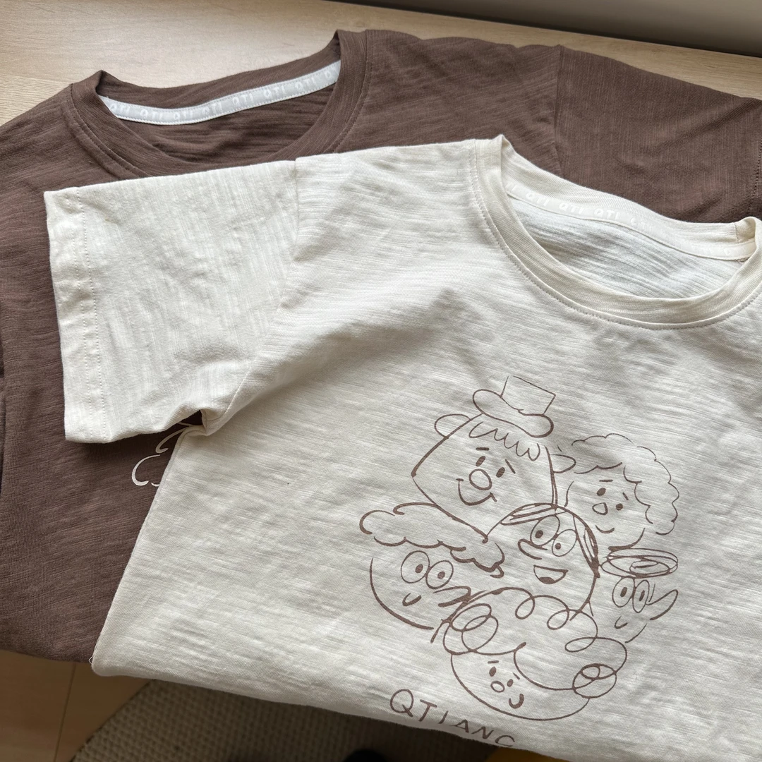 2025夏季新款儿童棉短袖简笔画手绘T恤252390