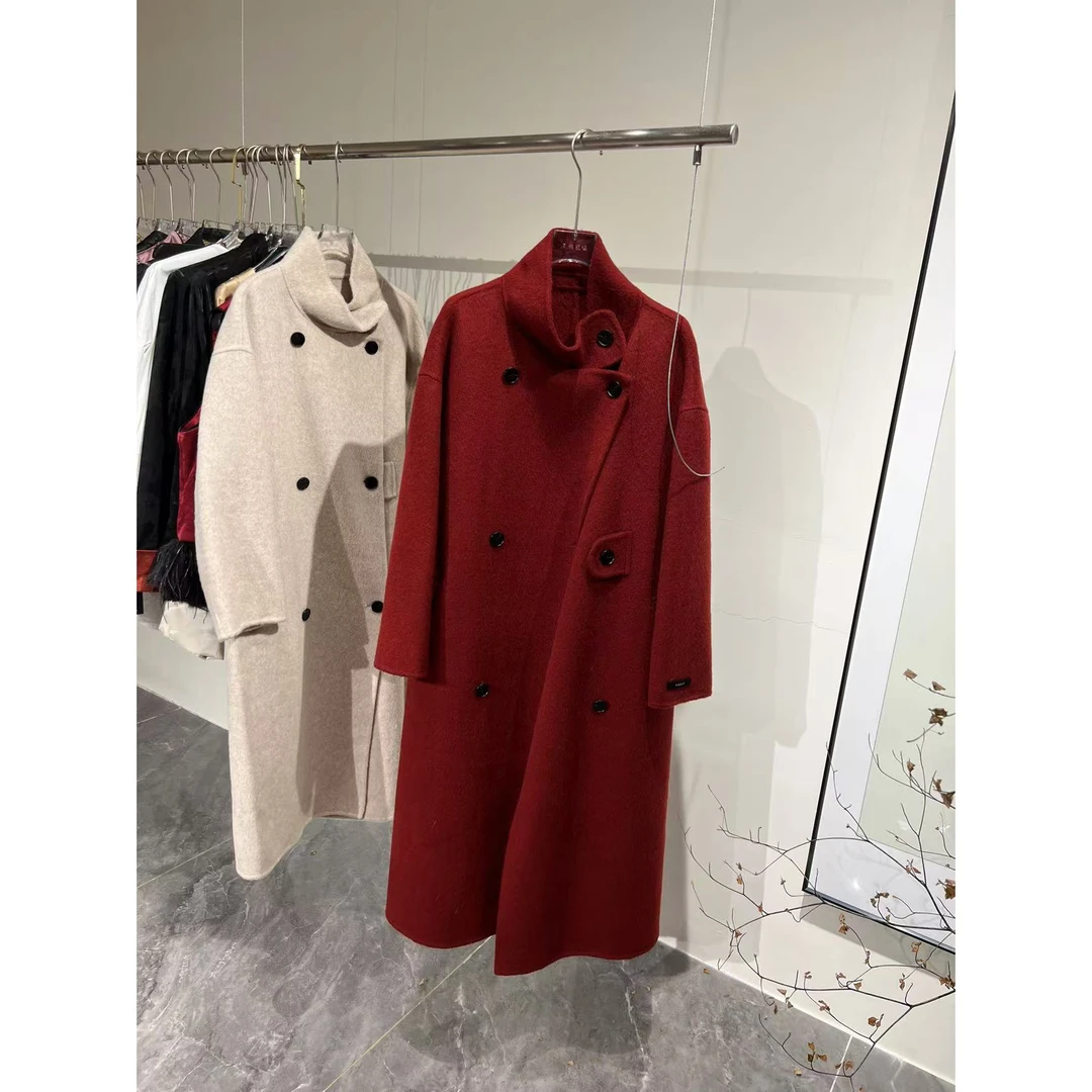 现货立领双面羊毛大衣