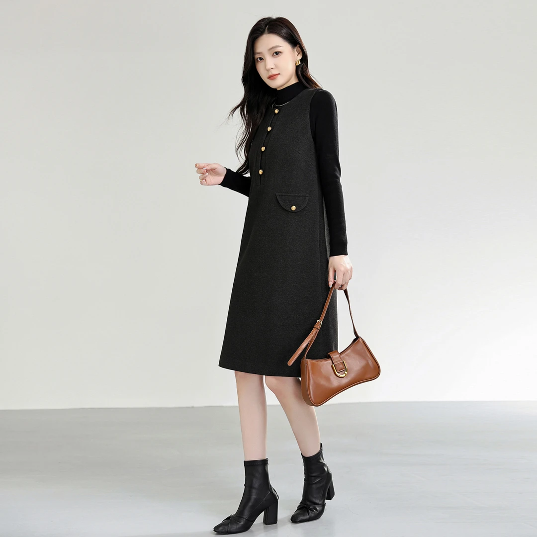 无袖背心连衣裙女法式小香风气质轻奢高级感御姐轻熟穿搭秋冬新款