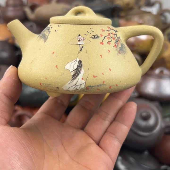 紫砂茶壶紫砂壶人物泥绘掉了