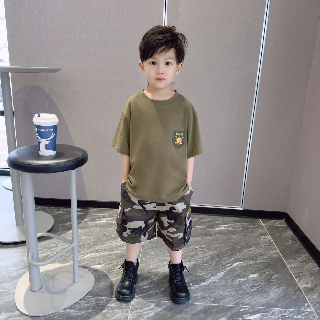儿童迷彩服套装夏季男童短袖特种兵衣服男孩运动夏装六一演出服装