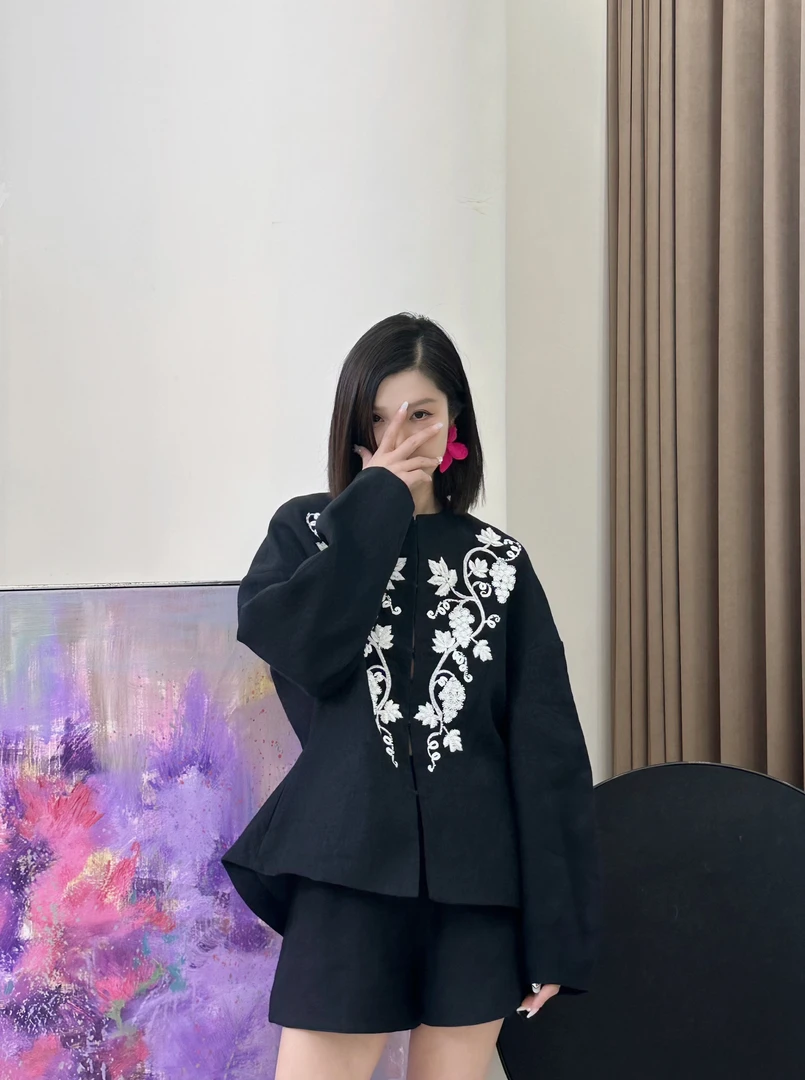 【SIYUAN.Z】“岁月静好”重工亚麻刺绣花卉外套原创设计时尚百搭宽松