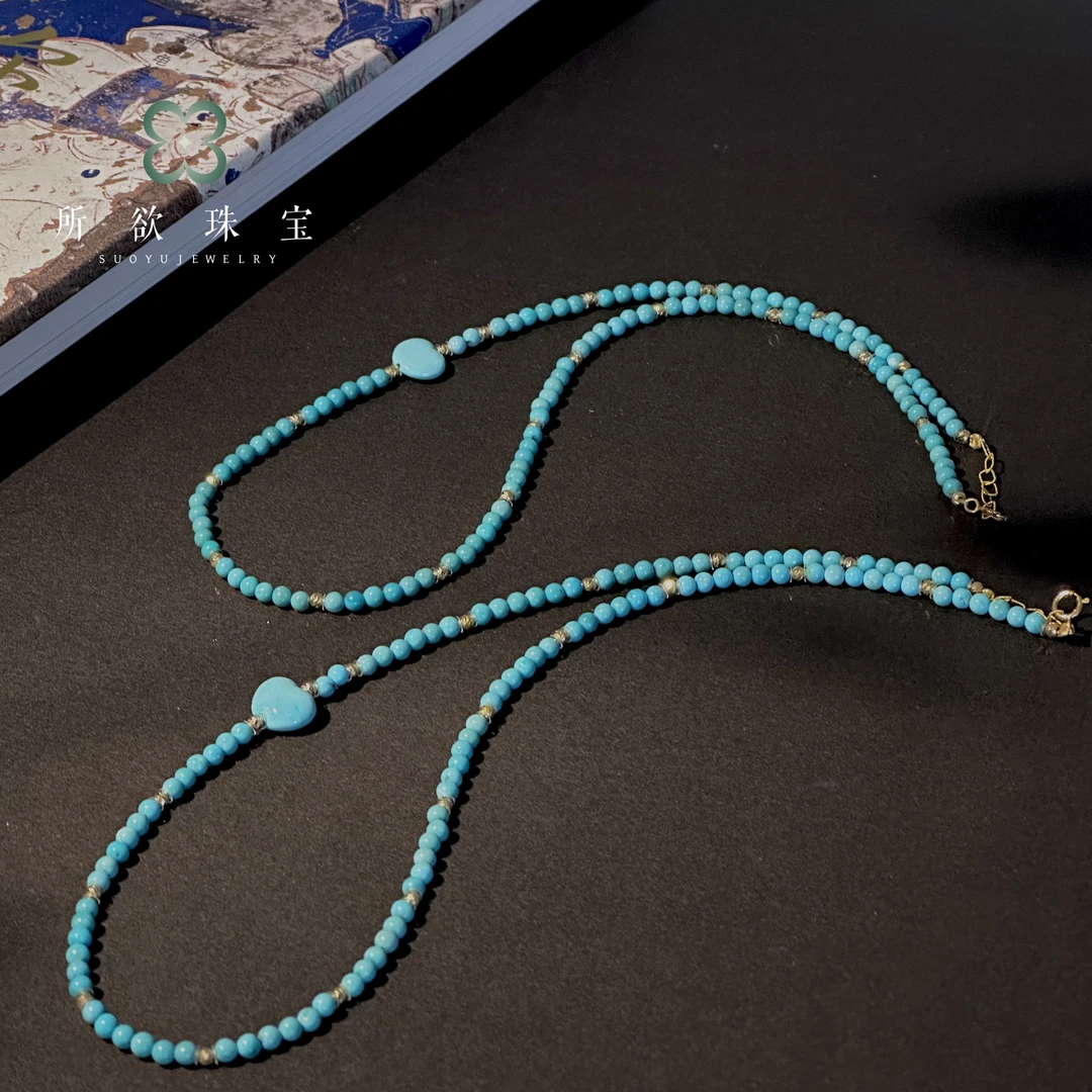 子乔专属【海洋之心】|26 B070083-18K绿松爱心项链约3mm多样性发一