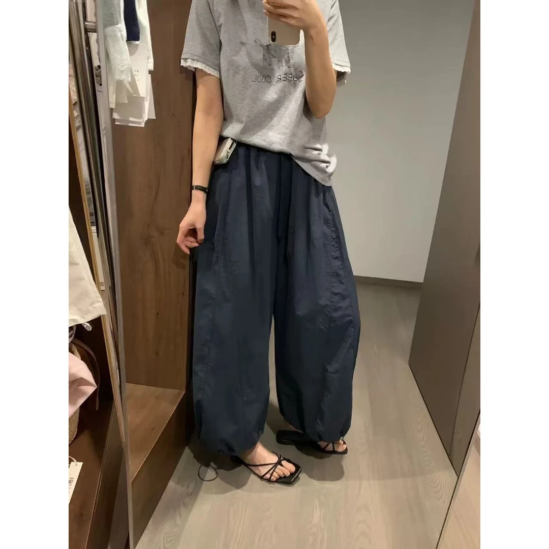（柚子同款）GL春季新款宽松显瘦百搭休闲裤高腰直筒阔腿长裤子6819