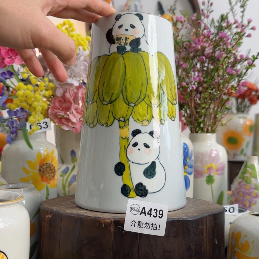 摆件景德镇陶瓷手绘小花瓶摆件无孔