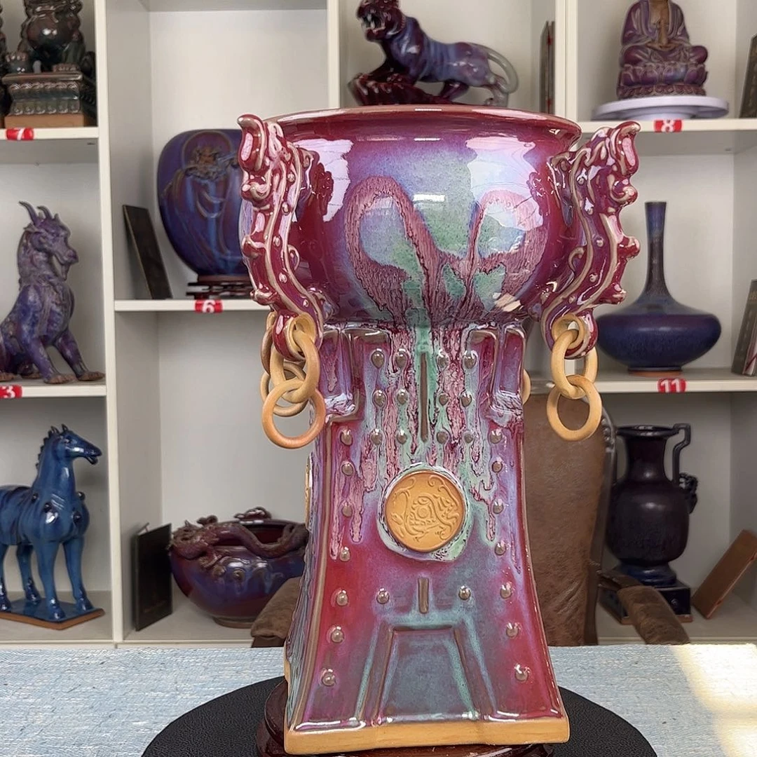 瓷片聚宝盆珍品摆件大师作品