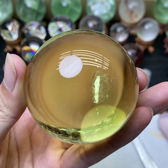 未镶嵌珠宝半成品水晶黄水晶白色包裹体球
