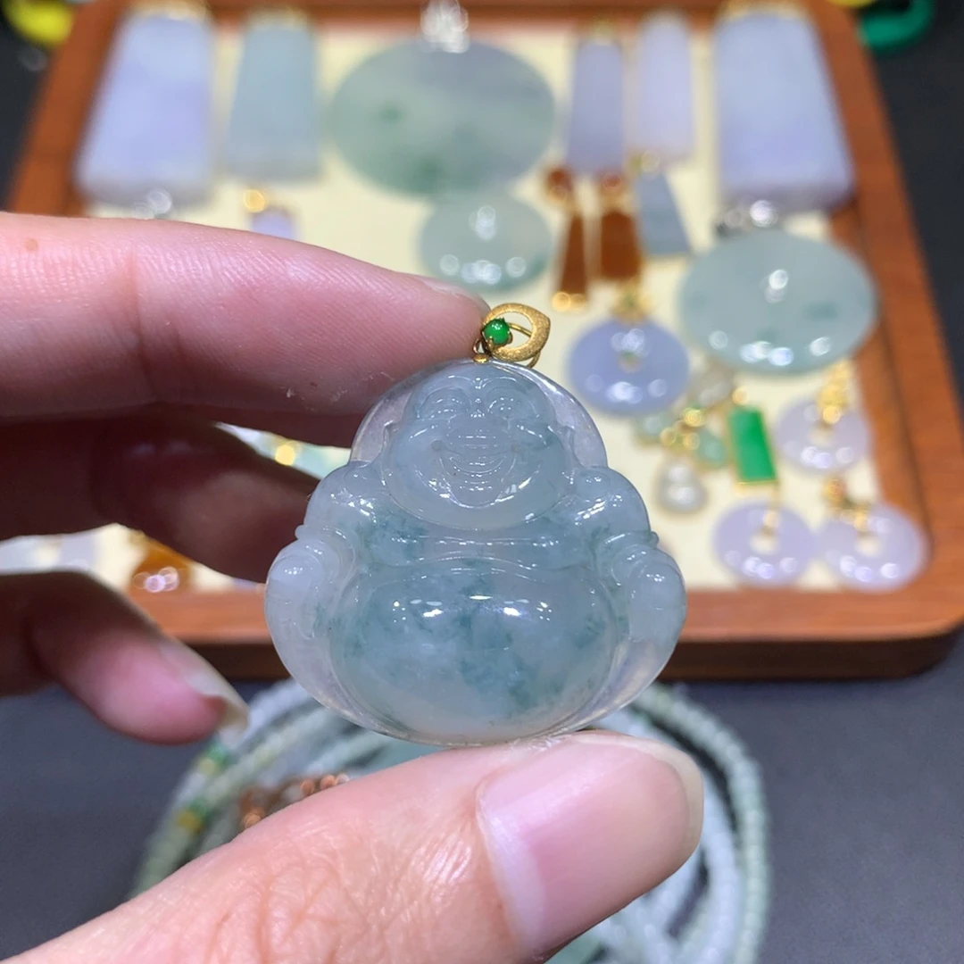 吊坠(不含链)18K金镶嵌翡翠