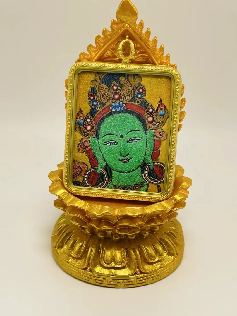 【安迪专属】粗砂立体半手绘唐卡项链 合金布艺唐卡吊坠 礼盒装