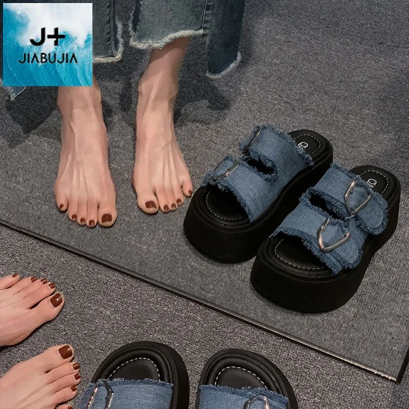贾不假网红拖鞋女夏外穿2025夏季新款厚底增高百搭防滑休闲凉拖