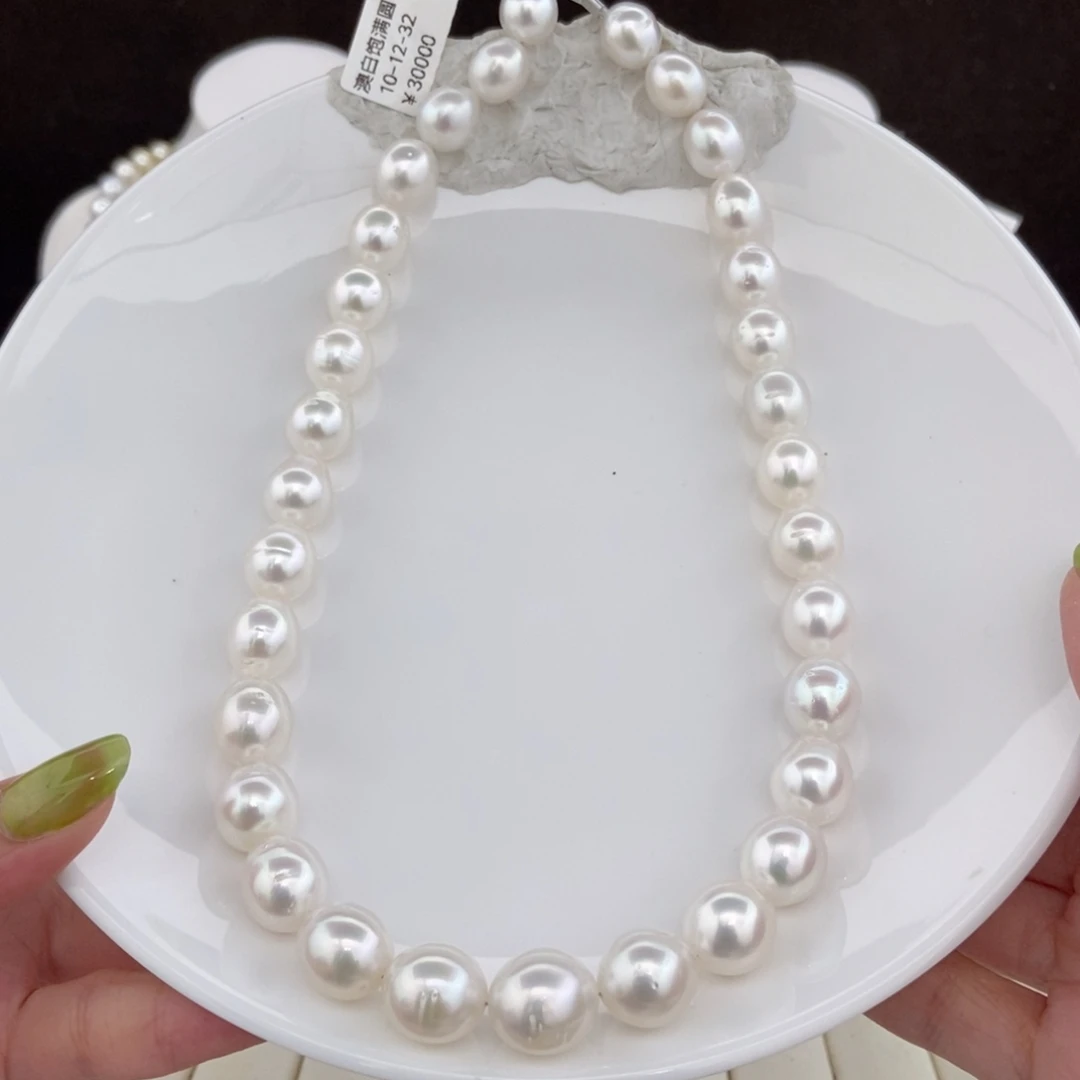 项链银S925镶嵌海水珍珠10-12/32颗