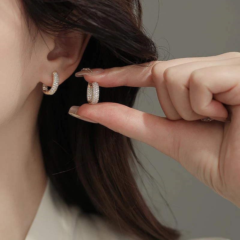 CIOEM KOUIM 925银耳饰 轻奢锆石金色耳环精致百搭高级感造型耳扣