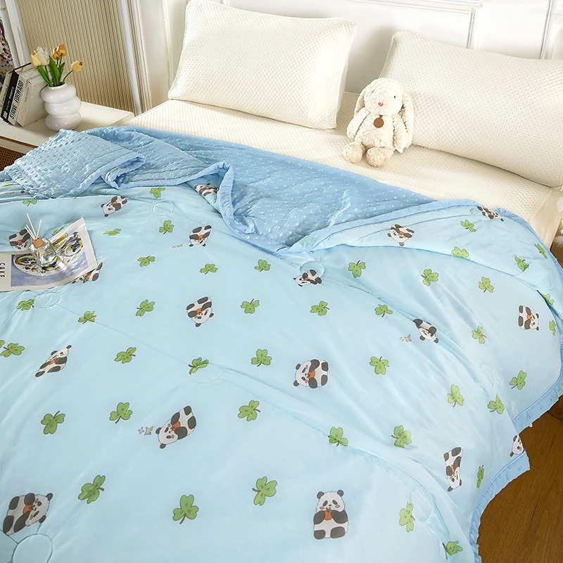 A类母婴级凉感丝夏被冰豆豆竹林熊猫25款单双人夏凉被