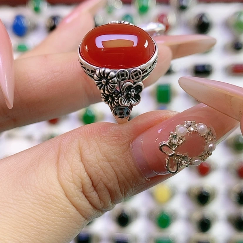 【闪购商品】银S925镶嵌戒指玛瑙/玉髓