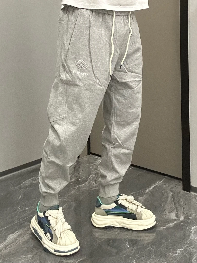 秋季运动宽松加大加肥束脚裤99921