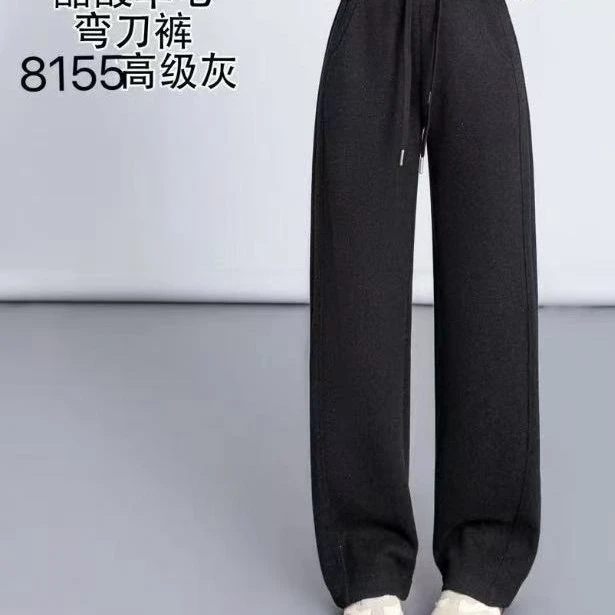 8155秋冬新款高腰宽松显瘦休闲弯刀裤