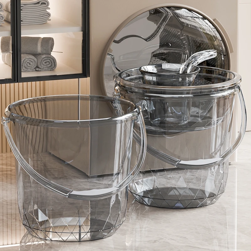 水桶家用透明高颜值大号洗衣桶洗脸盆水勺桶盆储水泡脚加厚塑料桶