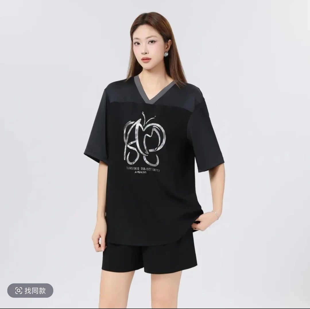 时尚新款春夏休闲半袖百搭显瘦短袖圆领T恤530058