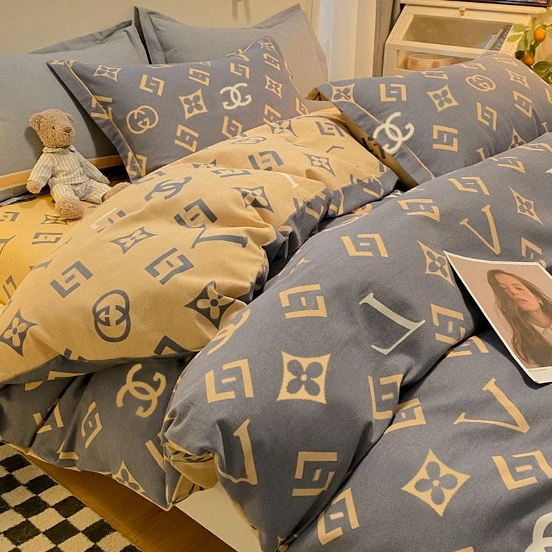 水星家纺适用2025新款全棉四件套床上用品非100纯棉磨毛简约被套