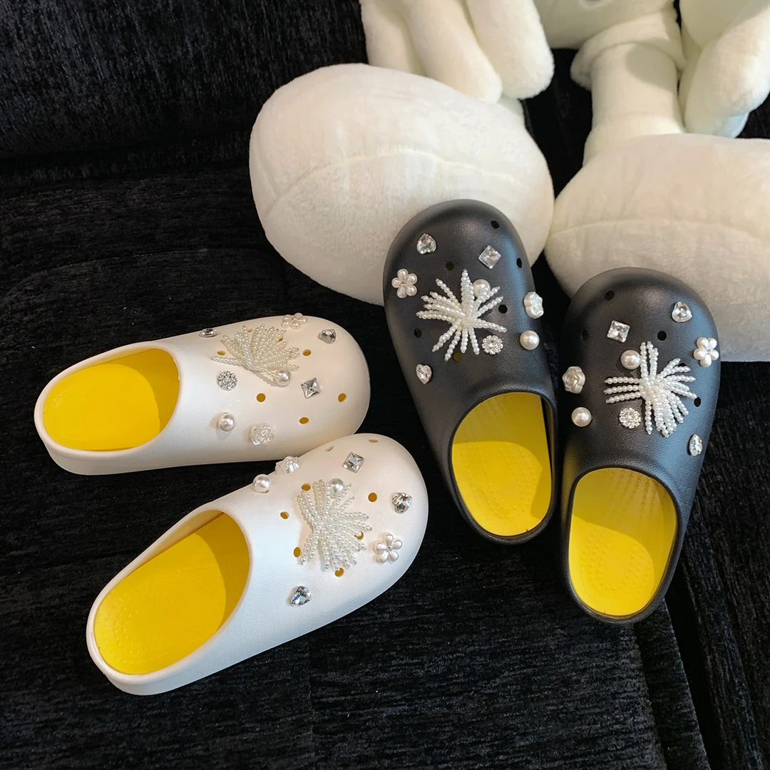 TONG潼潼软心洞洞鞋厚底增高包头半拖鞋女夏外穿踩屎感沙滩凉拖