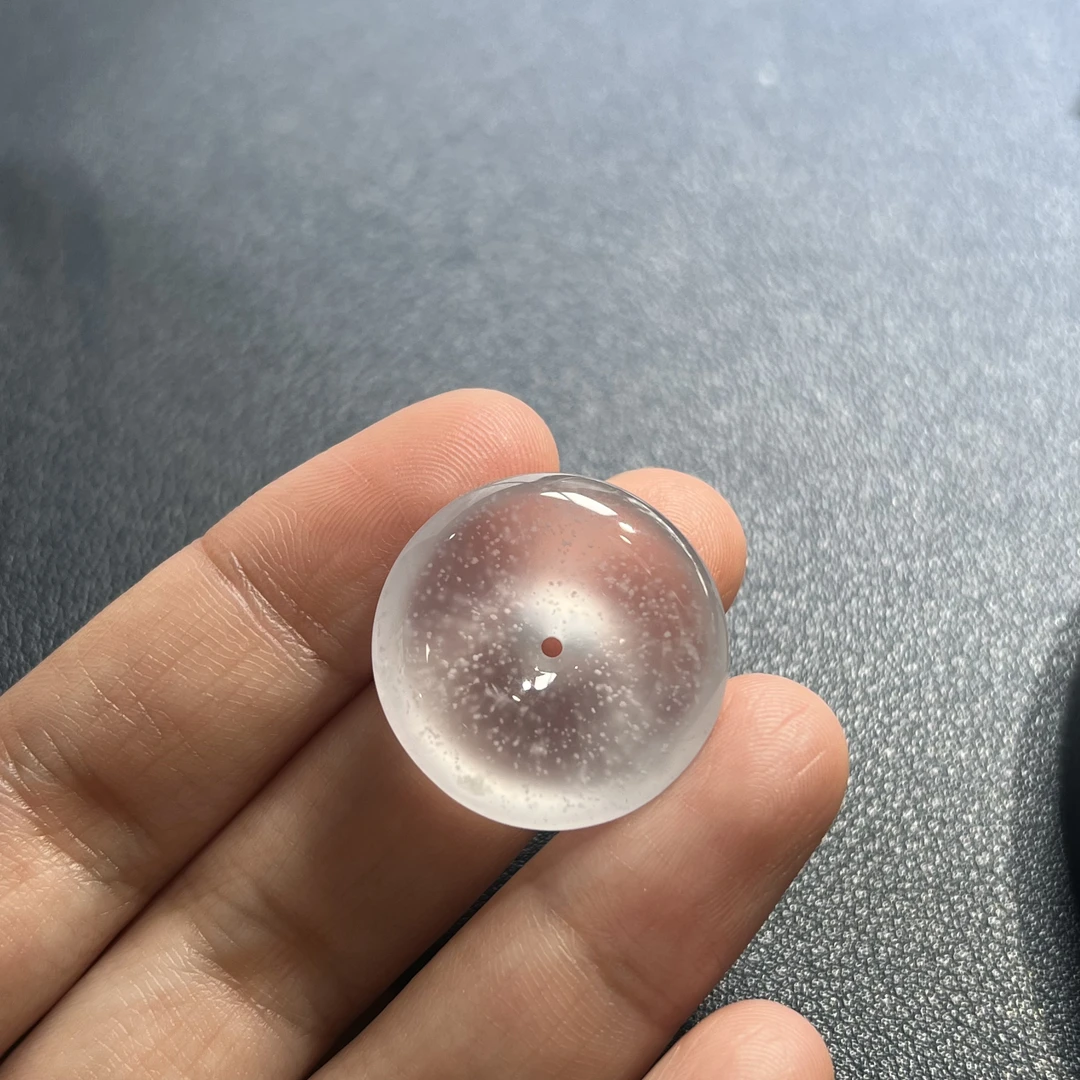 白月光玻璃雪花棉平安扣吊坠24.6×6.2