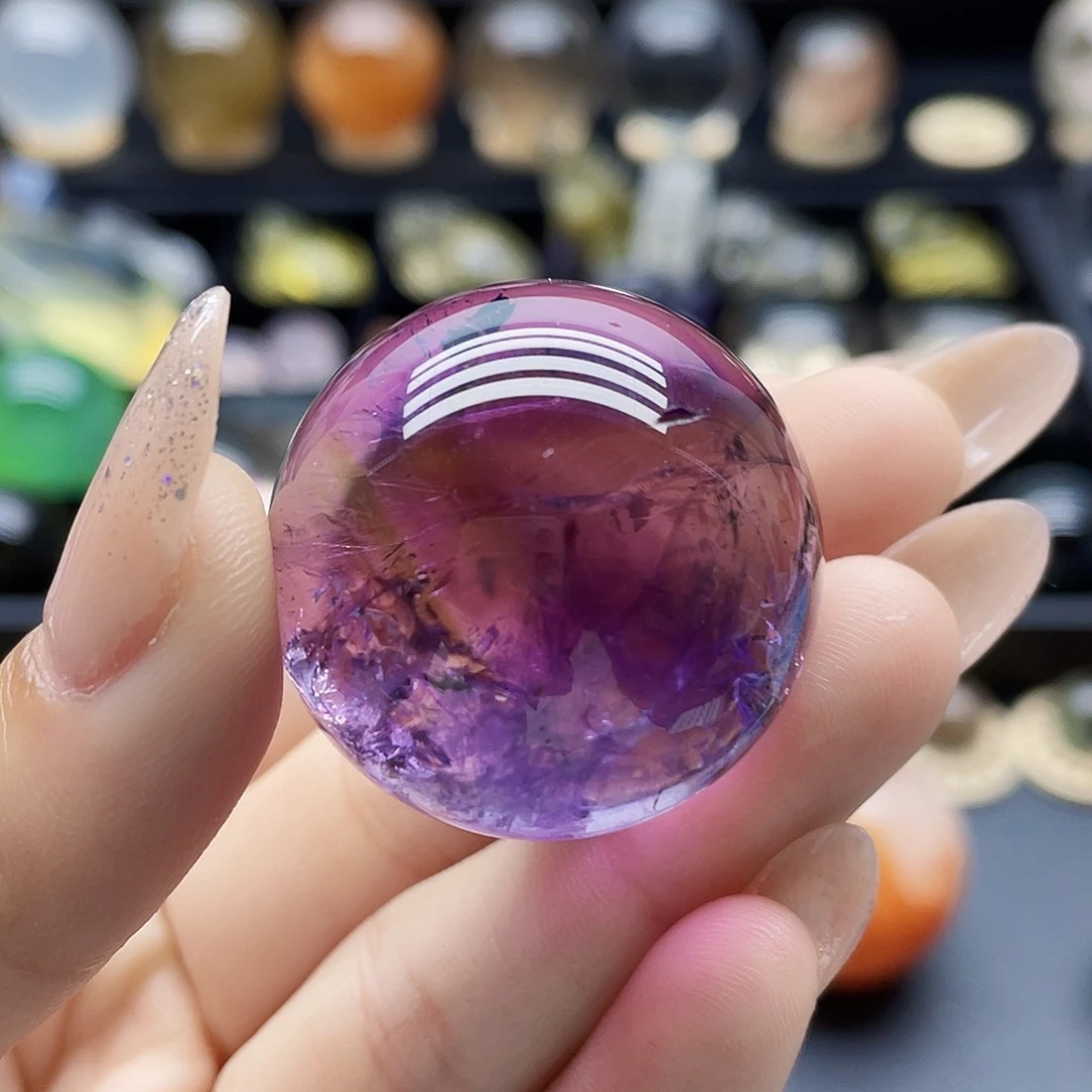 未镶嵌珠宝半成品水晶天然紫水晶33.4mm